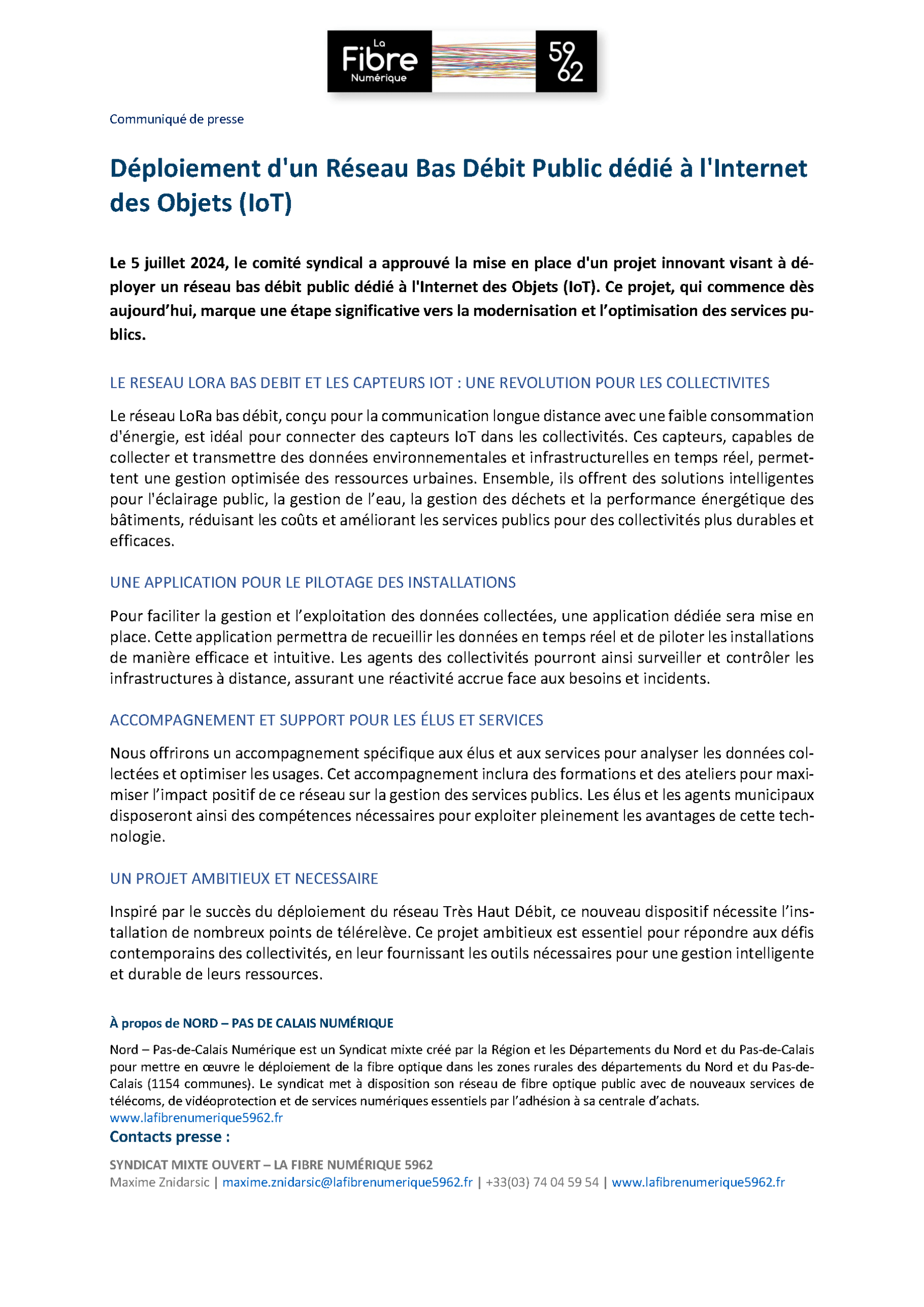 Communiqué de presse IOT